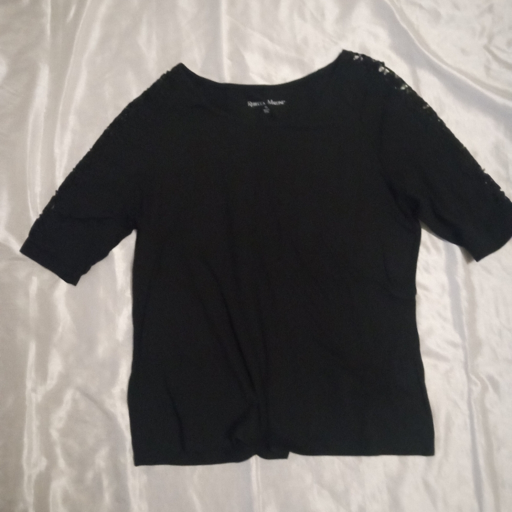 Rebecca Malone Women's Black Top 1/4 Sleeve Size XL